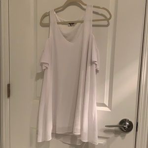 white show me your mumu off the shoulder dress